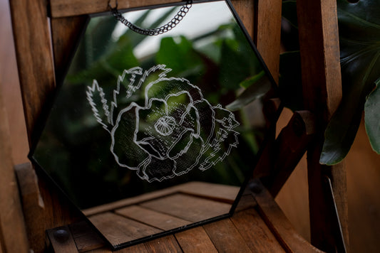 'Poppy' Hexagon Mirror